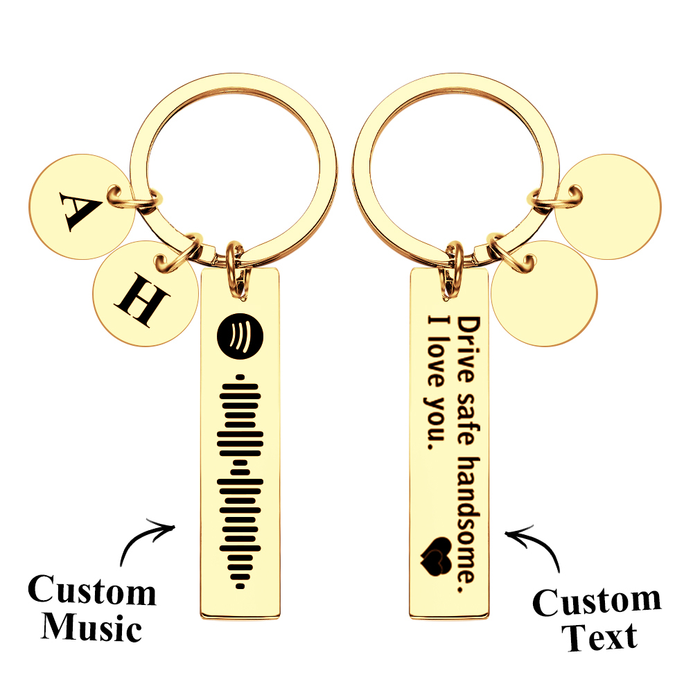 Scannable Spotify Code Keychain With Engraved Circle Pendant Drive Safe Keychain Custom Music Song Keychain Gift