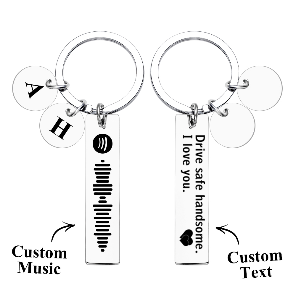 Scannable Spotify Code Keychain With Engraved Circle Pendant Drive Safe Keychain Custom Music Song Keychain Gift