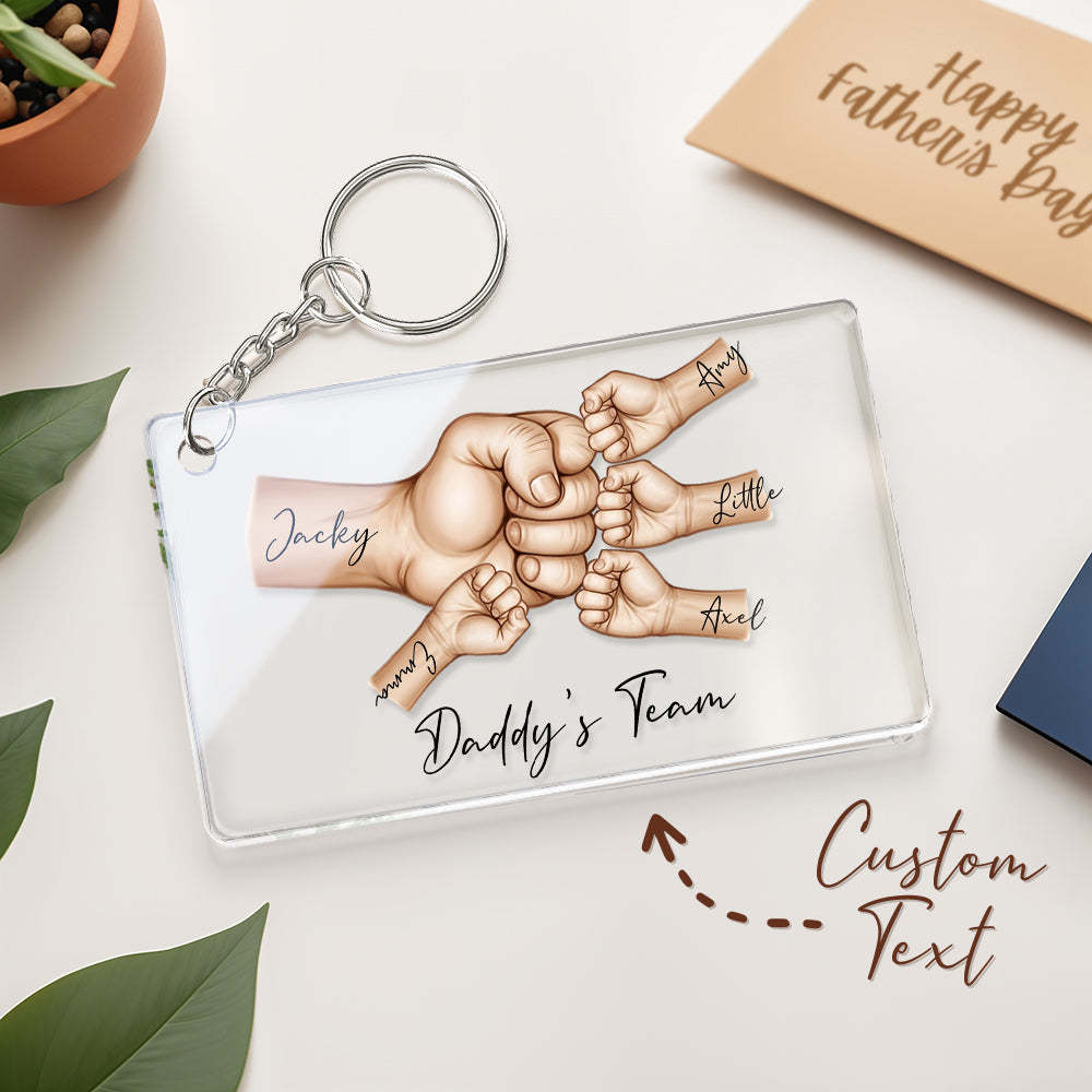 Personalized Daddy's Team Fist Bump Keychain, Custom Dad Acrylic Keychain, Father's Day Gift from Kids, Father's Day Gift for Daddy Grandpa -