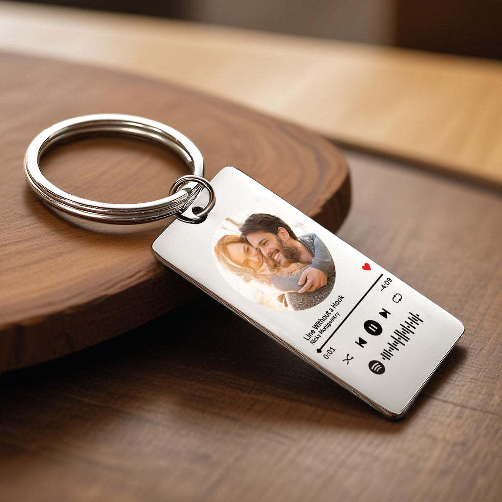 Custom Scannable Spotify Code Plaque Keychain Music and Photo Acrylic Music Song Keychain