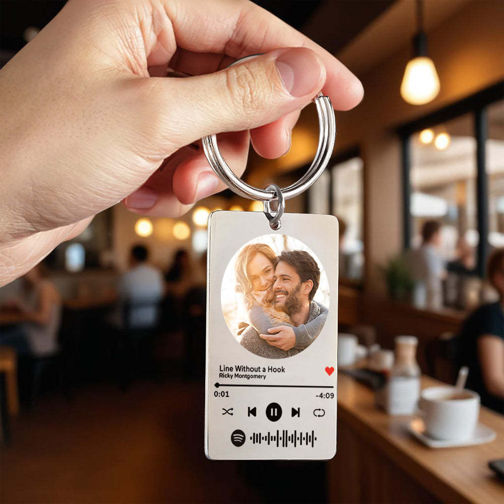 Custom Scannable Spotify Code Plaque Keychain Music and Photo Acrylic Music Song Keychain