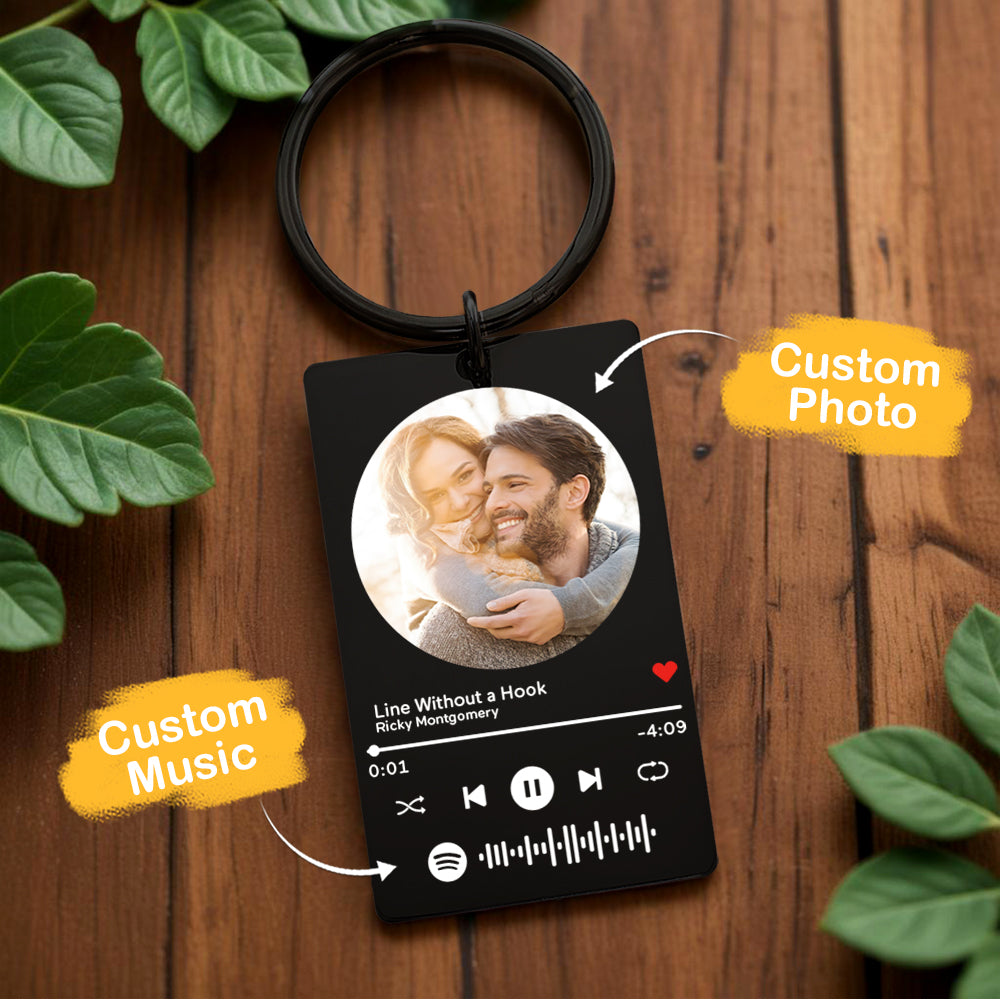 Custom Scannable Spotify Code Plaque Keychain Music and Photo Acrylic Music Song Keychain