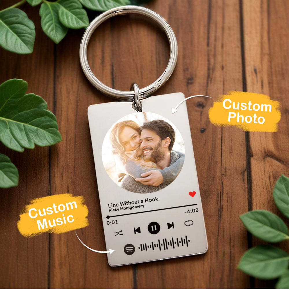 Custom Scannable Spotify Code Plaque Keychain Music and Photo Acrylic Music Song Keychain