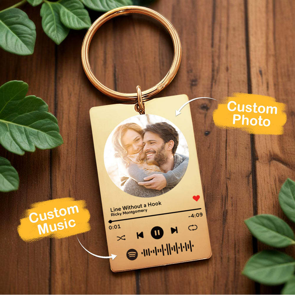 Custom Scannable Spotify Code Plaque Keychain Music and Photo Acrylic Music Song Keychain