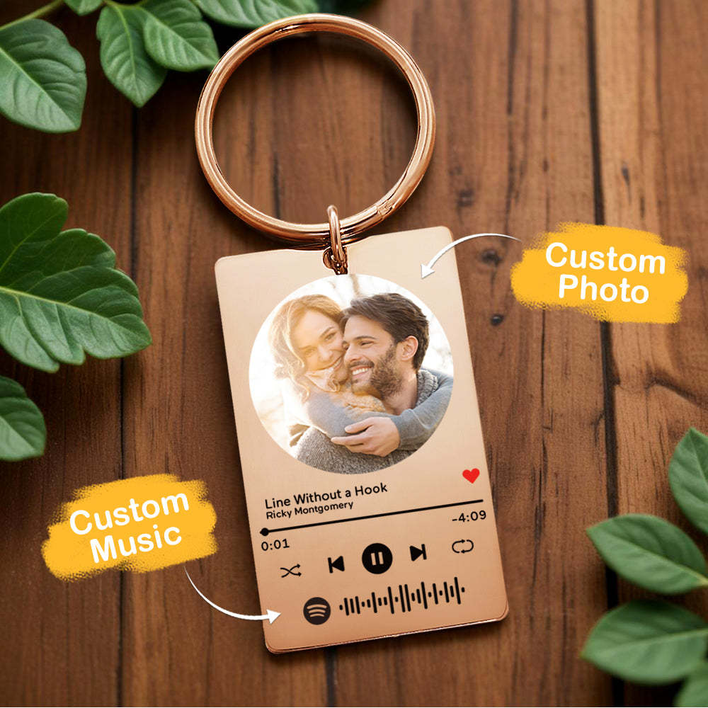 Custom Scannable Spotify Code Plaque Keychain Music and Photo Acrylic Music Song Keychain