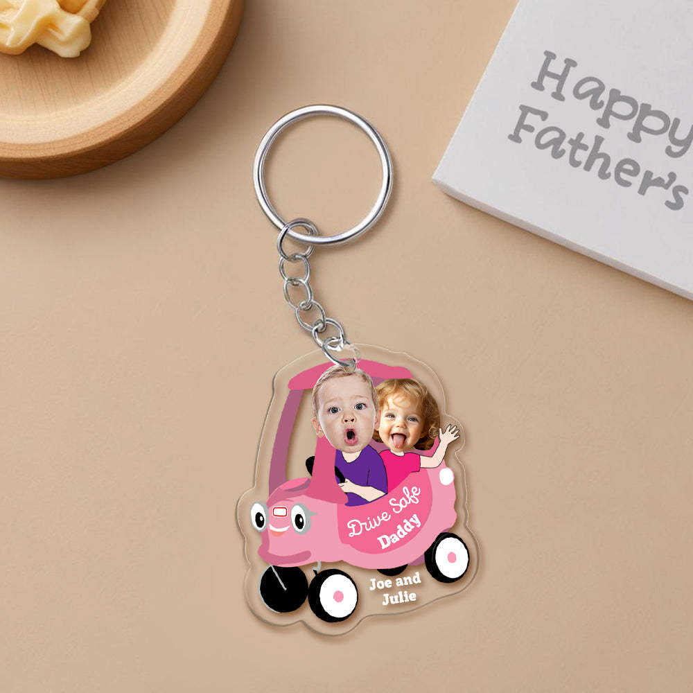 Gifts for Dad Personalized Face Acrylic Keychain Drive Safe Daddy