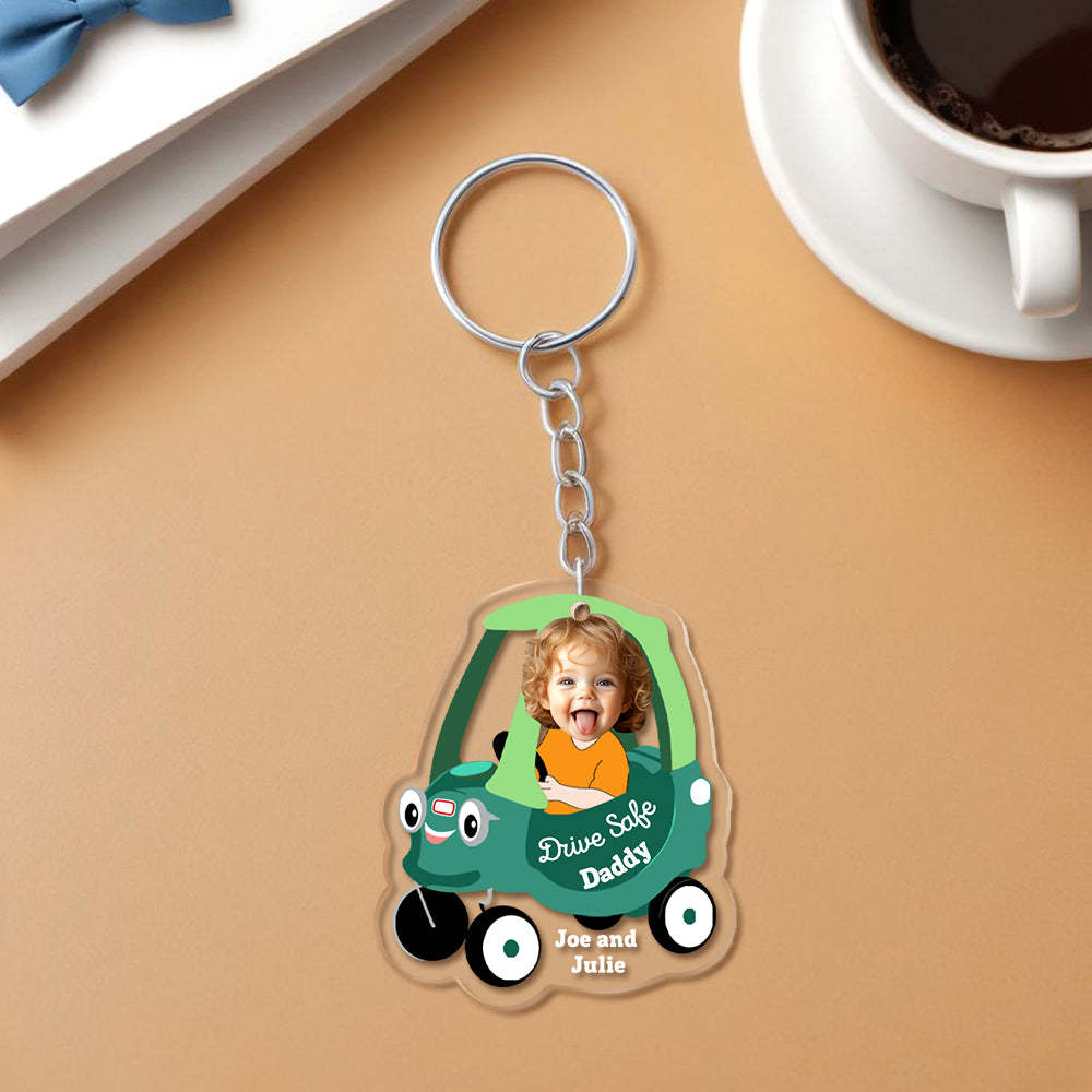 Gifts for Dad Personalized Face Acrylic Keychain Drive Safe Daddy