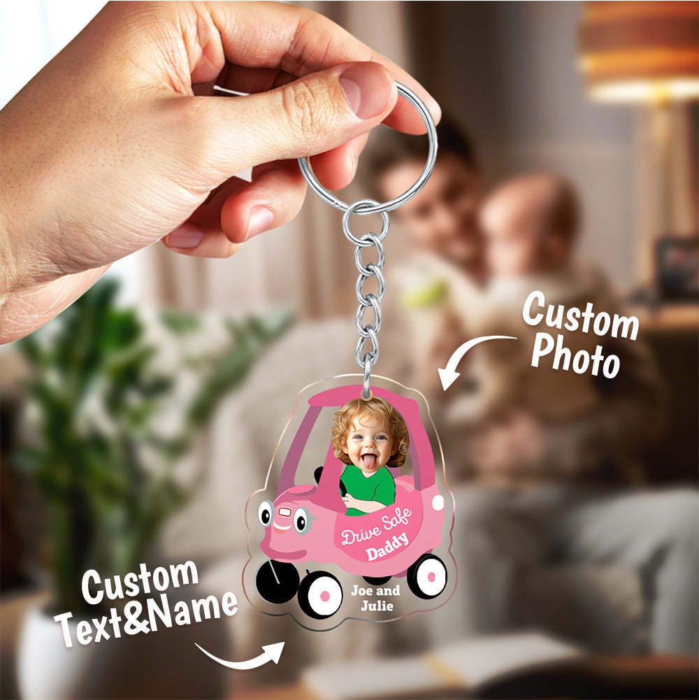 Gifts for Dad Personalized Face Acrylic Keychain Drive Safe Daddy