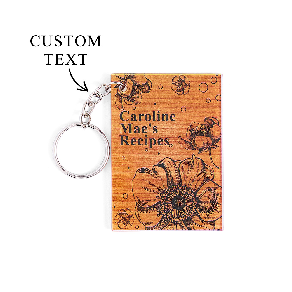 Personalized Mini Book Acrylic Keychain Custom Text Keyring Gift for Book Lovers