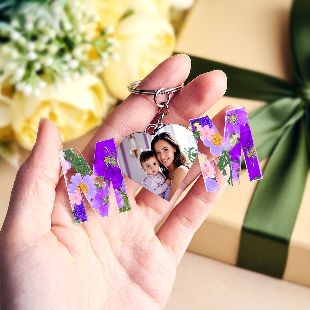 Personalized First Mother's Day Gift For Mom, Custom Photo Keychain, Mom And Kids Photo Keychain, New Mom Gift, Mothers Day Keychain Gift