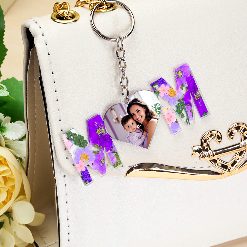 Personalized First Mother's Day Gift For Mom, Custom Photo Keychain, Mom And Kids Photo Keychain, New Mom Gift, Mothers Day Keychain Gift