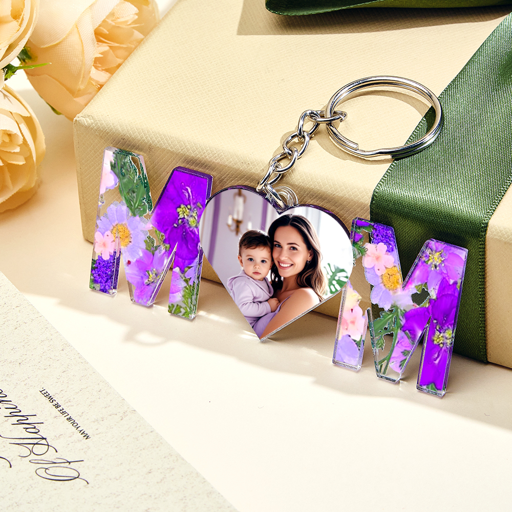 Personalized First Mother's Day Gift For Mom, Custom Photo Keychain, Mom And Kids Photo Keychain, New Mom Gift, Mothers Day Keychain Gift