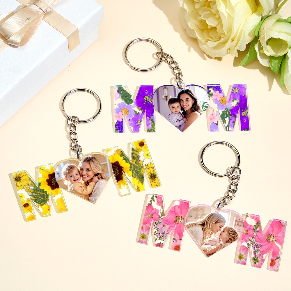 Personalized First Mother's Day Gift For Mom, Custom Photo Keychain, Mom And Kids Photo Keychain, New Mom Gift, Mothers Day Keychain Gift