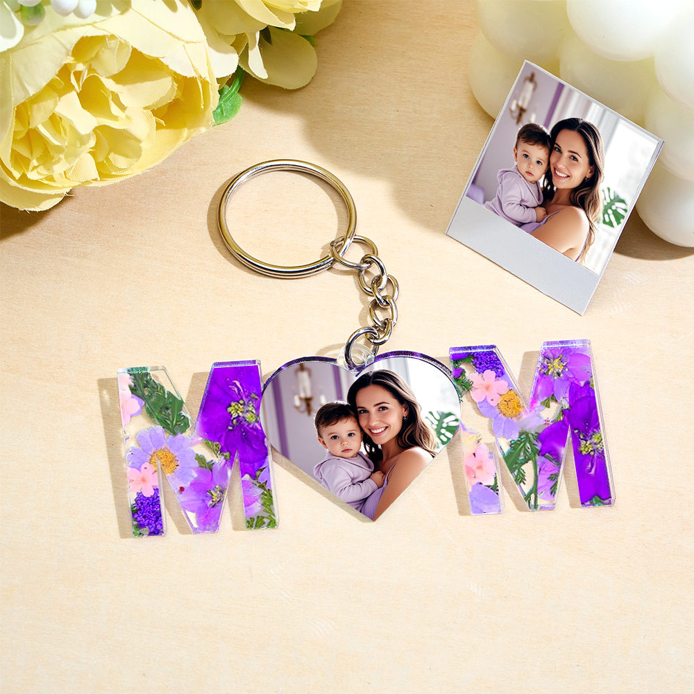 Personalized First Mother's Day Gift For Mom, Custom Photo Keychain, Mom And Kids Photo Keychain, New Mom Gift, Mothers Day Keychain Gift