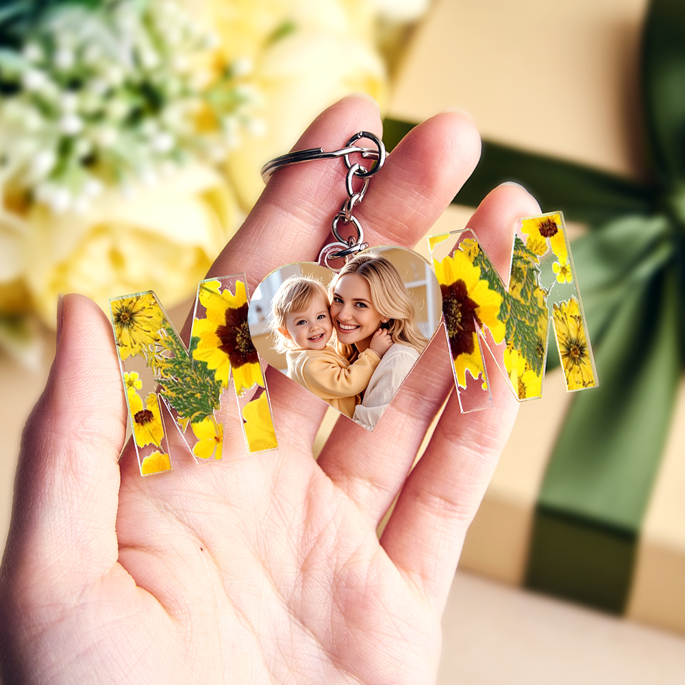 Personalized First Mother's Day Gift For Mom, Custom Photo Keychain, Mom And Kids Photo Keychain, New Mom Gift, Mothers Day Keychain Gift