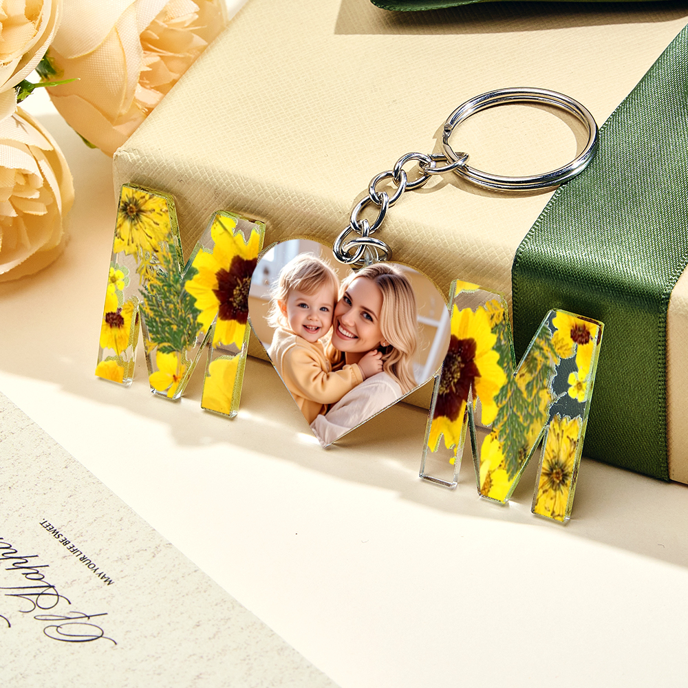 Personalized First Mother's Day Gift For Mom, Custom Photo Keychain, Mom And Kids Photo Keychain, New Mom Gift, Mothers Day Keychain Gift