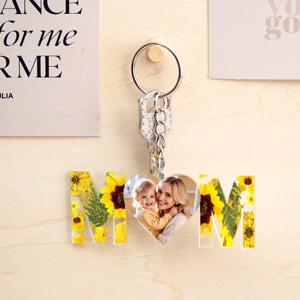 Personalized First Mother's Day Gift For Mom, Custom Photo Keychain, Mom And Kids Photo Keychain, New Mom Gift, Mothers Day Keychain Gift