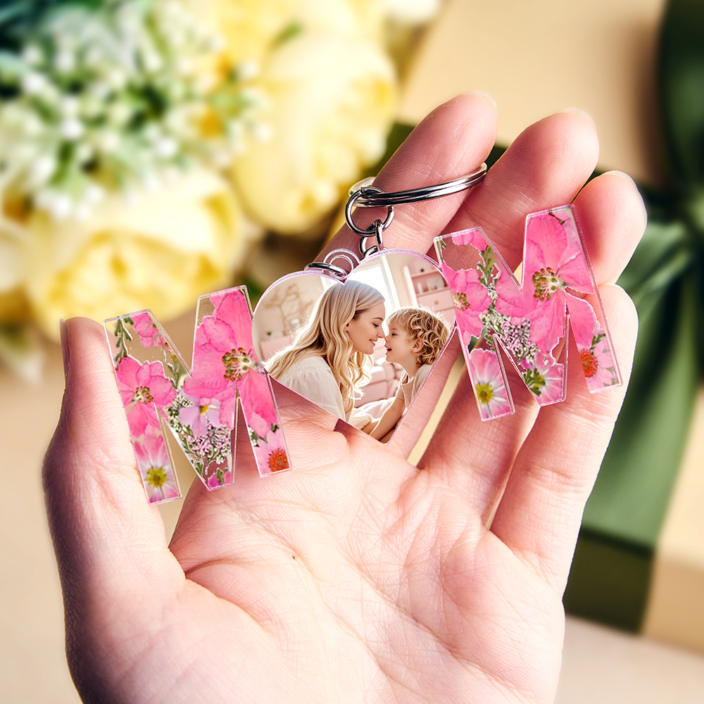 Personalized First Mother's Day Gift For Mom, Custom Photo Keychain, Mom And Kids Photo Keychain, New Mom Gift, Mothers Day Keychain Gift