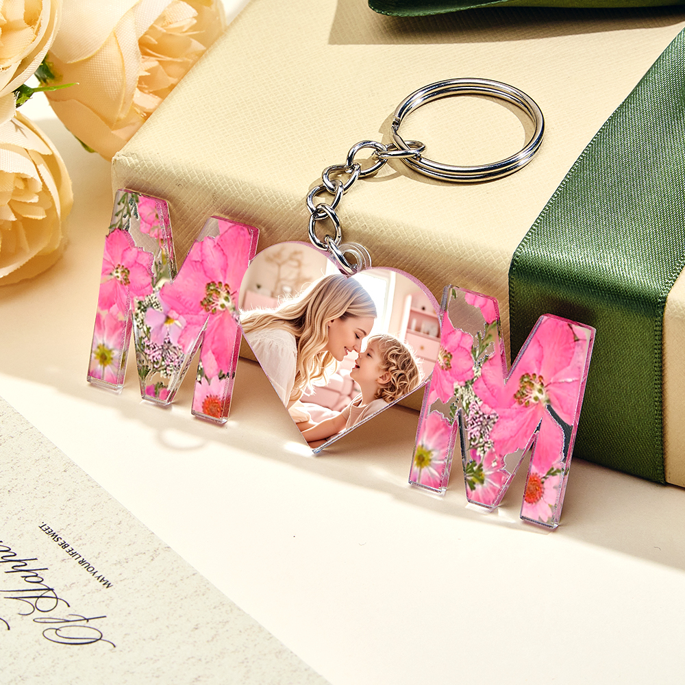 Personalized First Mother's Day Gift For Mom, Custom Photo Keychain, Mom And Kids Photo Keychain, New Mom Gift, Mothers Day Keychain Gift