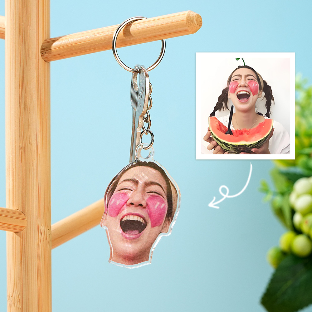 Custom Face Acrylic Keychain Personalized Photo Keyring Funny Gift for Her Gift for Him