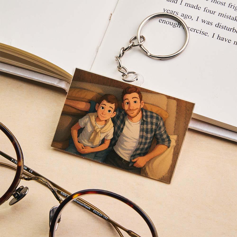 Personalized Cartoon Photo Lenticular Keychain 2-in-1 Shifting Picture Acrylic Keyring