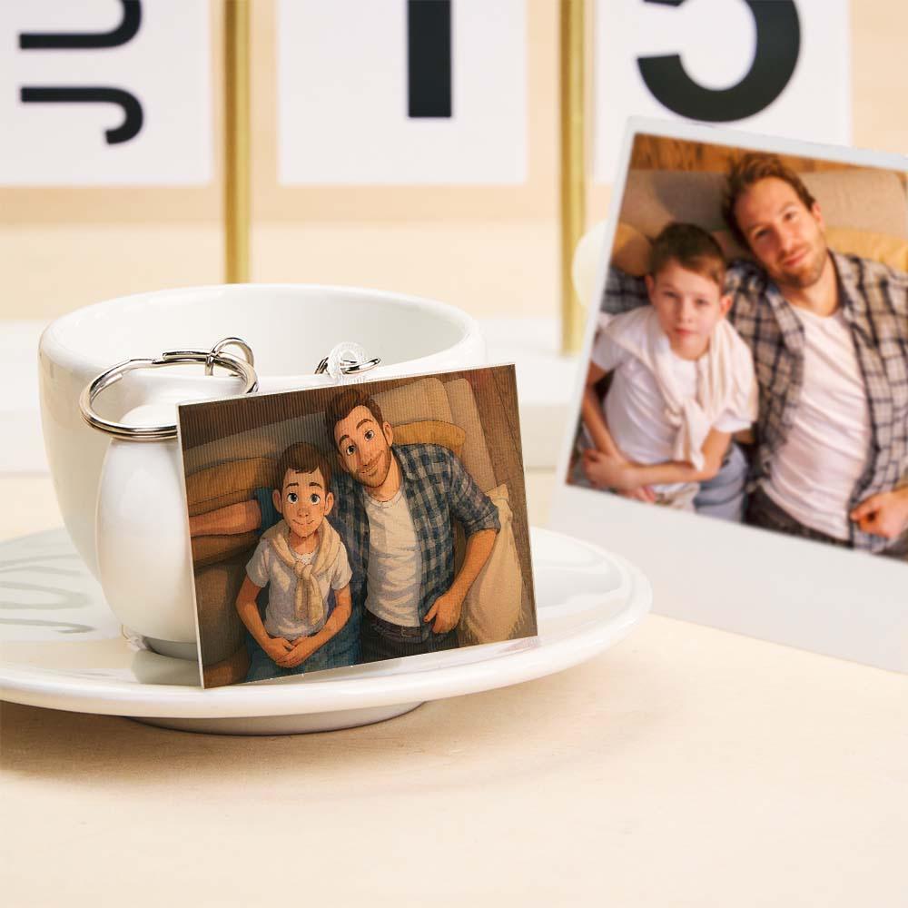 Personalized Cartoon Photo Lenticular Keychain 2-in-1 Shifting Picture Acrylic Keyring