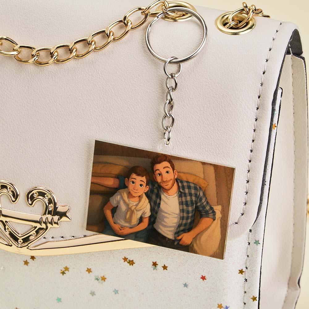 Personalized Cartoon Photo Lenticular Keychain 2-in-1 Shifting Picture Acrylic Keyring