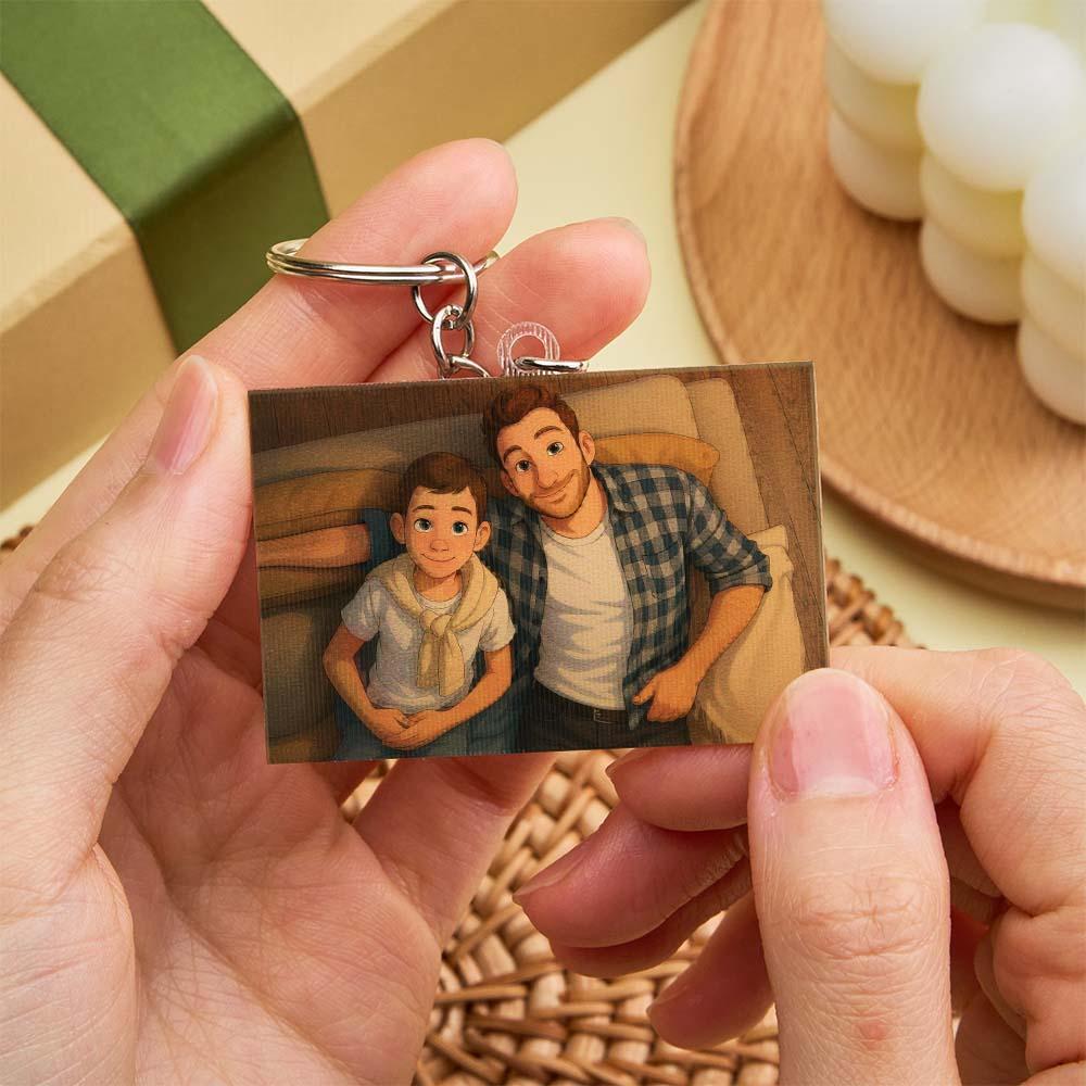 Personalized Cartoon Photo Lenticular Keychain 2-in-1 Shifting Picture Acrylic Keyring