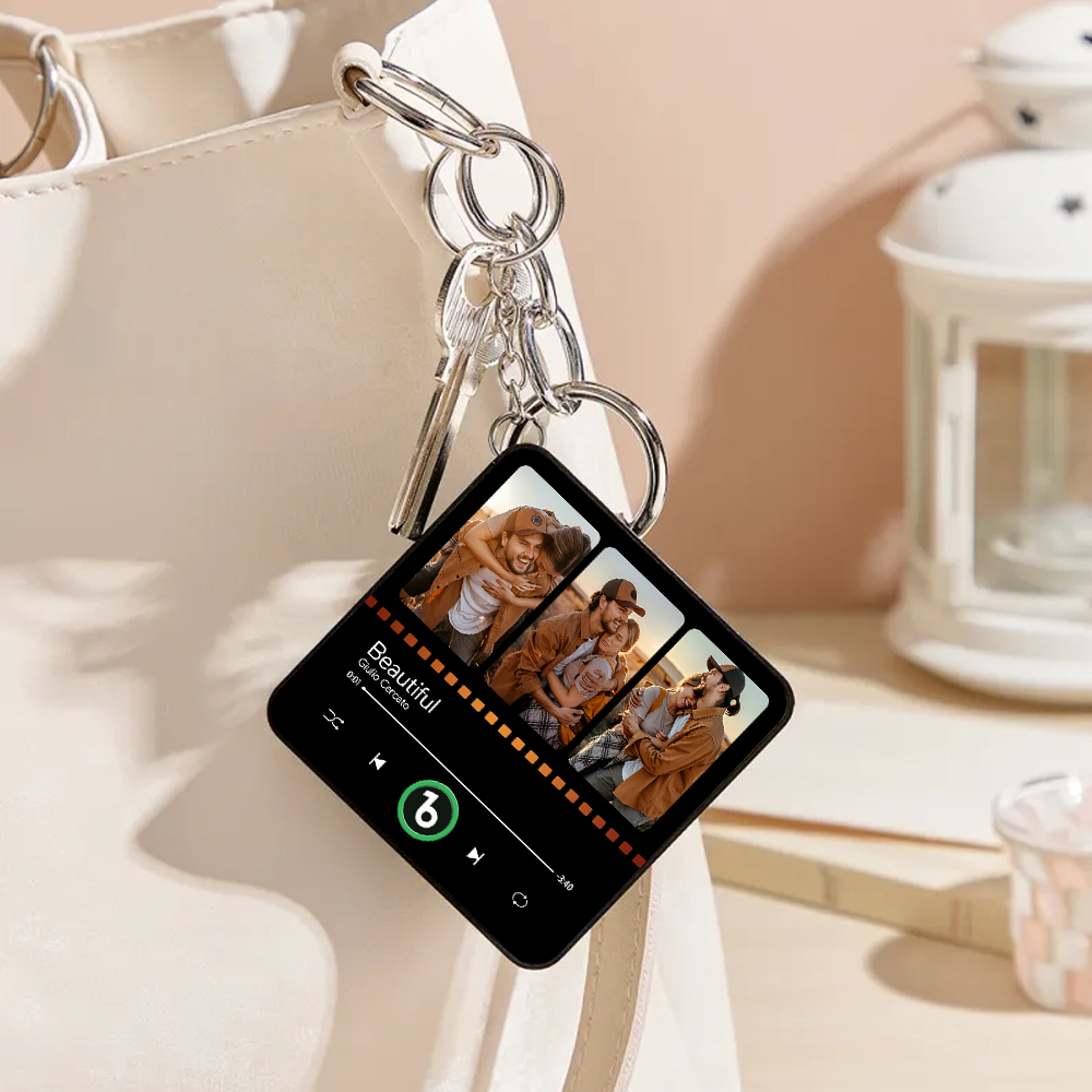 Custom Music Mini Fridge Magnet Keychain with Photo Personalized Mini Music Refrigerator Magnet Keychain Song Album Anniversary Special Gift - MySpotifyGlass