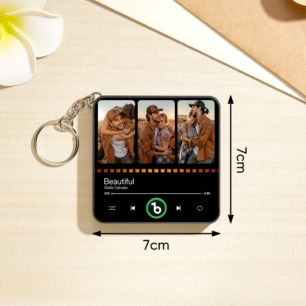 Custom Music Mini Fridge Magnet Keychain with Photo Personalized Mini Music Refrigerator Magnet Keychain Song Album Anniversary Special Gift - MySpotifyGlass
