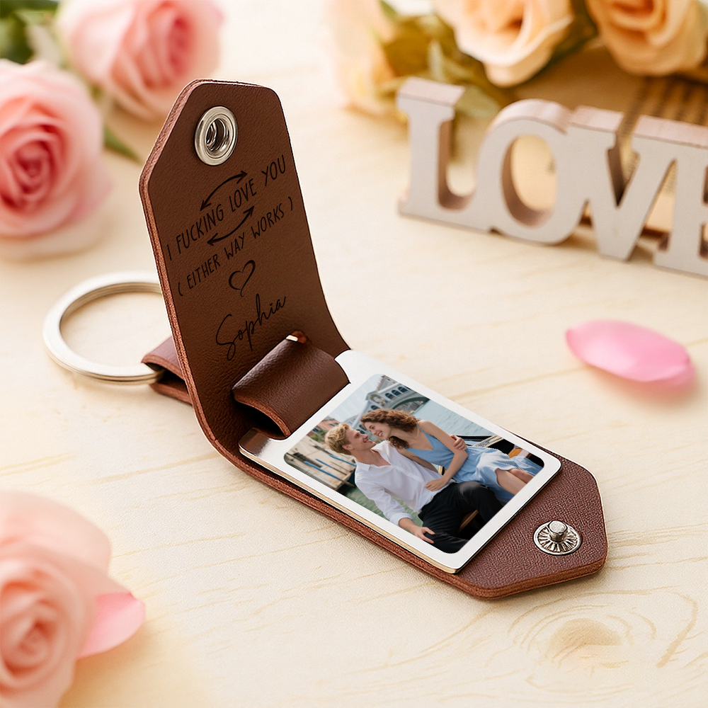 Drive Safe I F-king Love You - Personalized Leather Photo Keychain