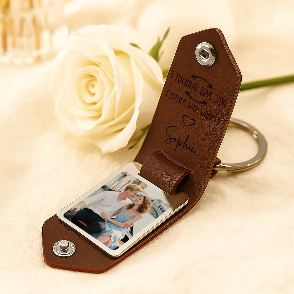 Drive Safe I F-king Love You - Personalized Leather Photo Keychain