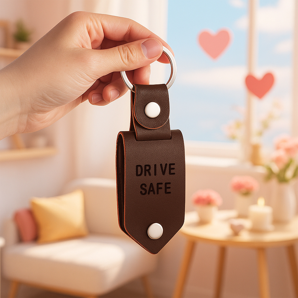 Drive Safe I F-king Love You - Personalized Leather Photo Keychain
