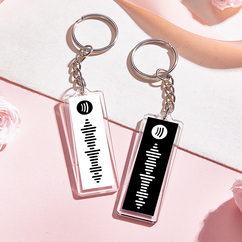 Personalized Music Photo Keychain, Customizable Song or Playlist Song Code, Custom Couple Keychain, Mini Photobooth Keychain