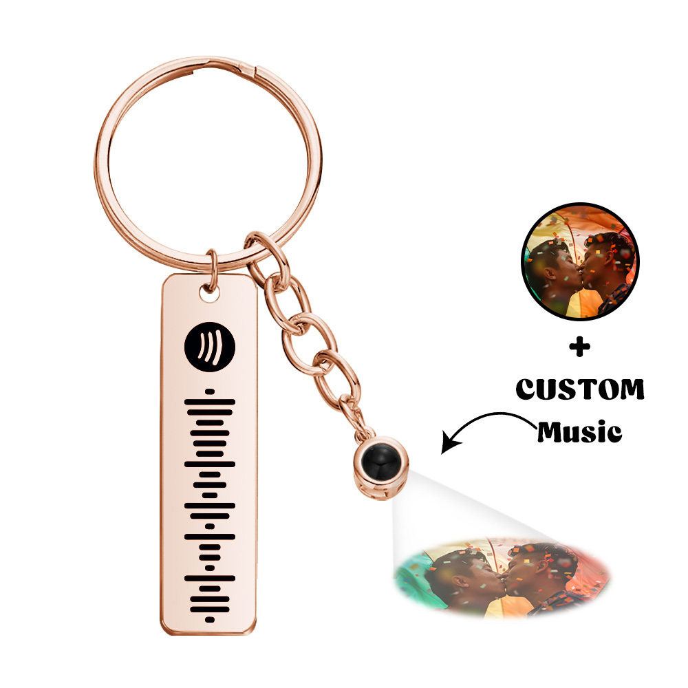 Custom Projection Spotify Code Keychain Metal Keychain Custom Rainbow Gifts LGBT Gifts