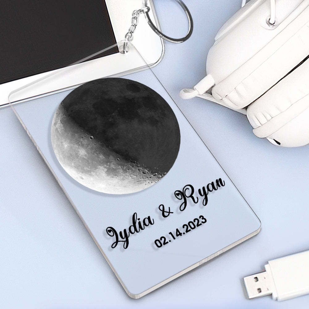 Custom Moon Phase Custom Glass Keychains Family Photo Plaque Night Light the Moon on the Day You were Born Photo Gifts