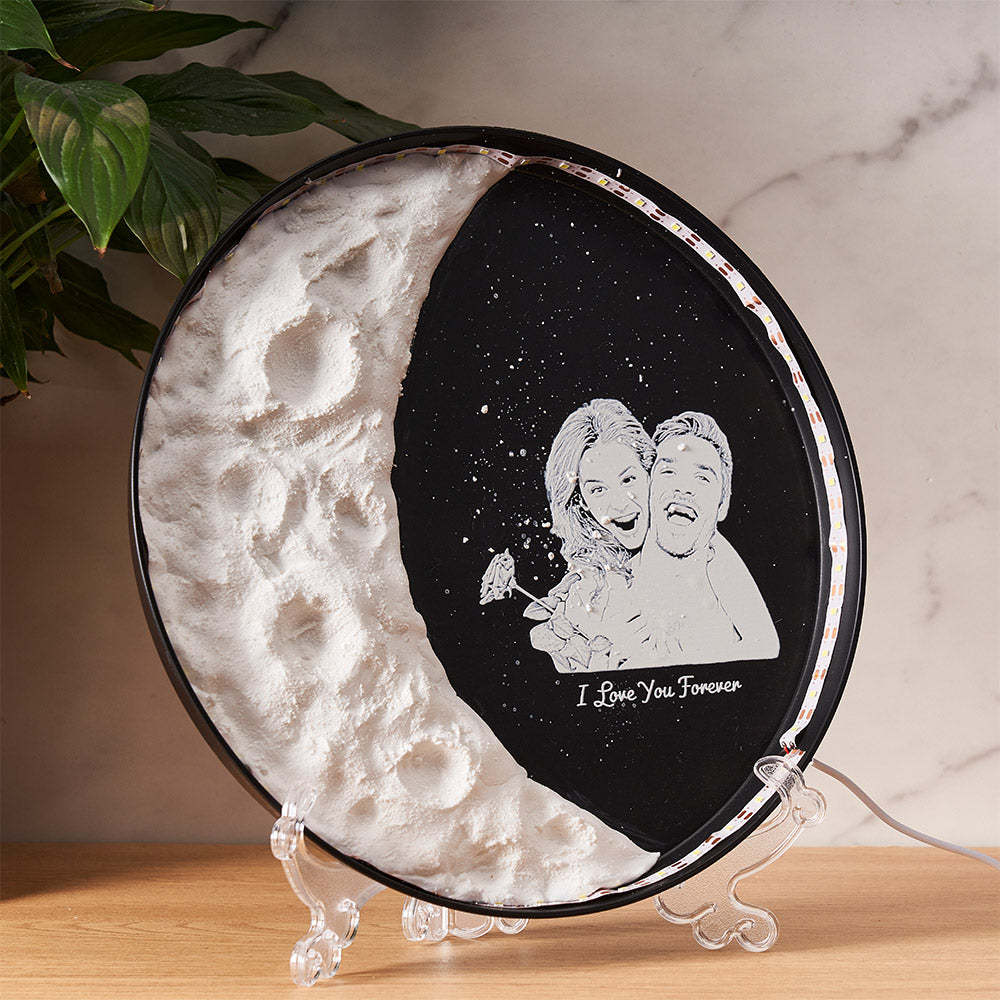 Personalized Photo Moon Lamp With Text DIY Clay Color Paint Night Light For Couples - Myphotowallet