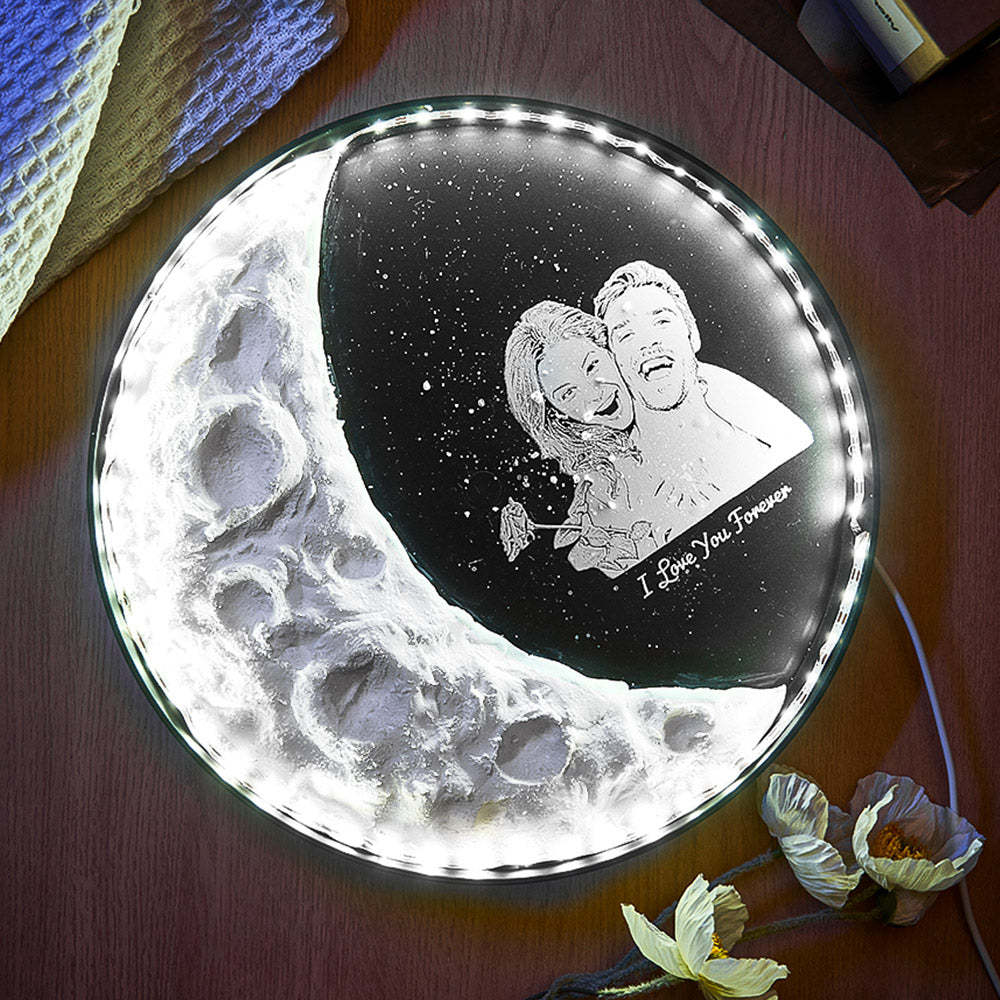 Personalized Photo Moon Lamp With Text DIY Clay Color Paint Night Light For Couples - Myphotowallet