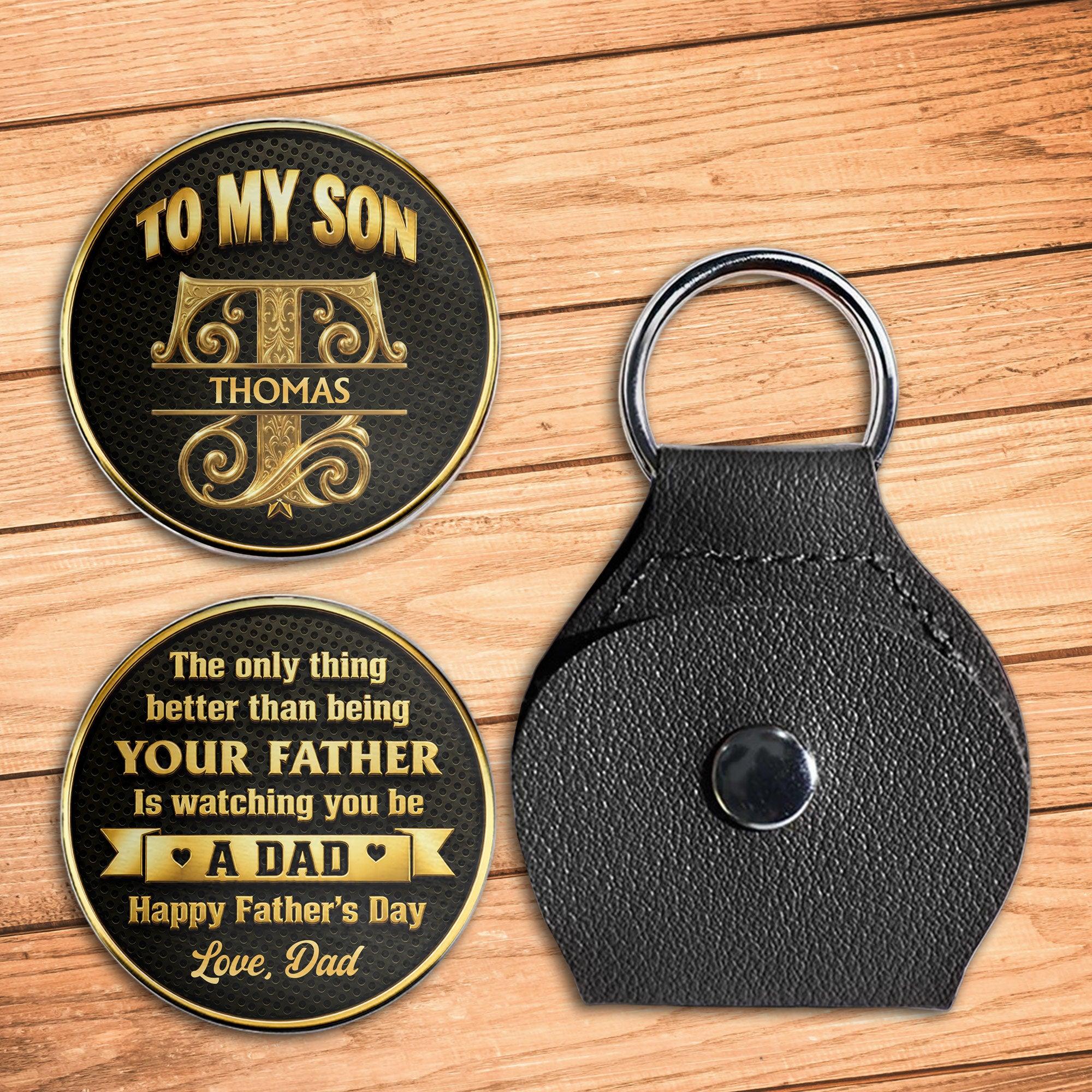 To My Son Watching You Be A Dad Monogram Initial - Personalized Custom Pocket Hug - SON136_HTOK
