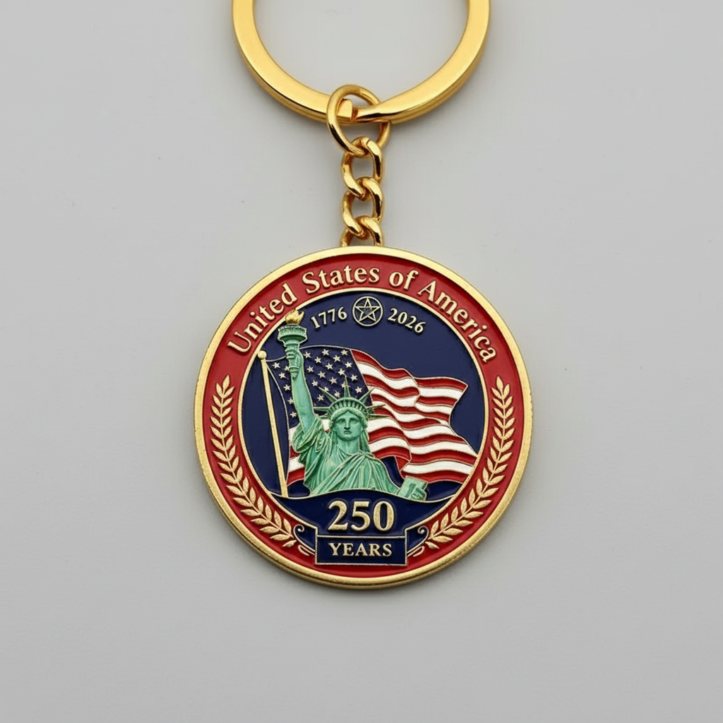 250th Anniversary Challenge Coin Keychain,Patriotic American History Collectible Keyring Gift