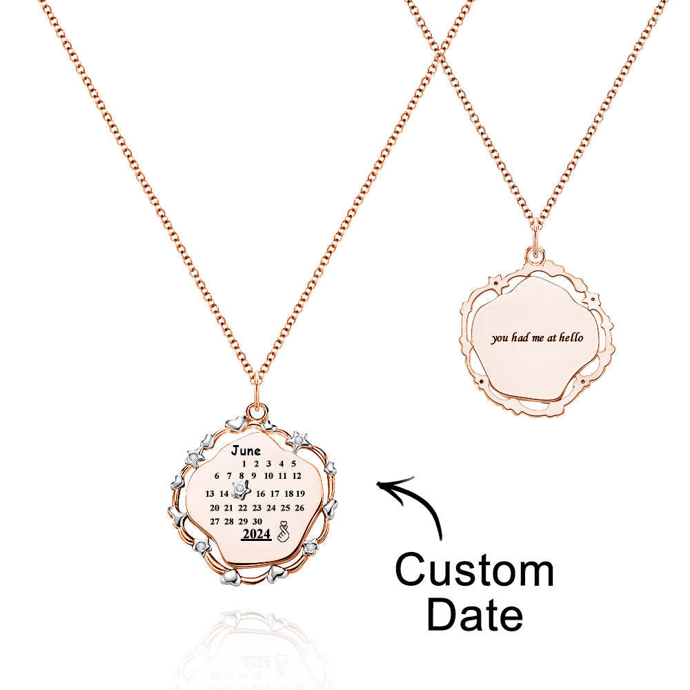 Personalized Calendar Necklace Creative Memorial Love Anniversary Gift for Her