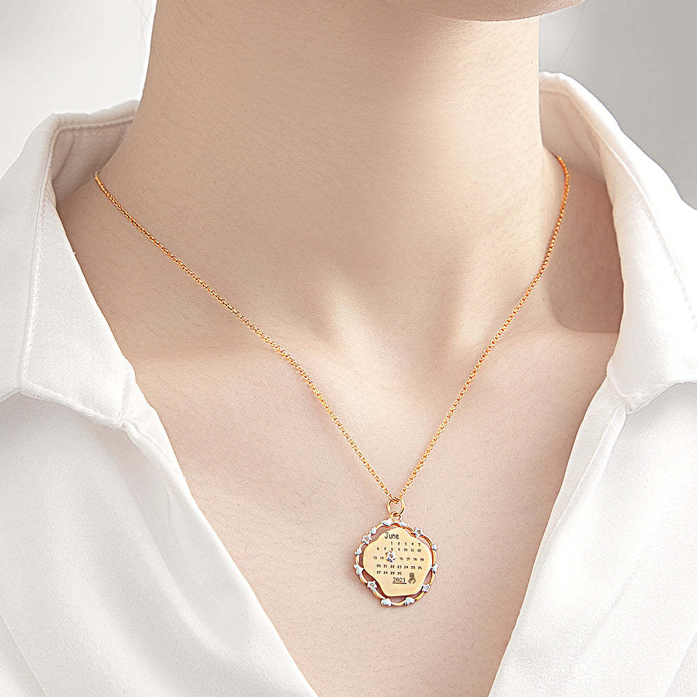 Personalized Calendar Necklace Creative Memorial Love Anniversary Gift for Her