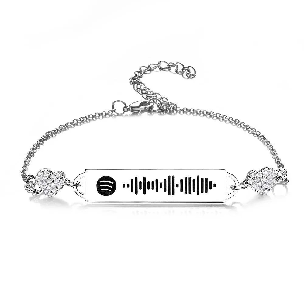 Custom Scannable Spotify Code Bracelet Diamond Heart Metal Creative Gifts