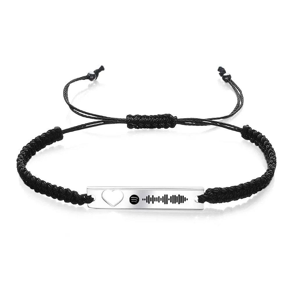 Custom Scannable Spotify Code Bracelet Braided Rope Couple Gifts