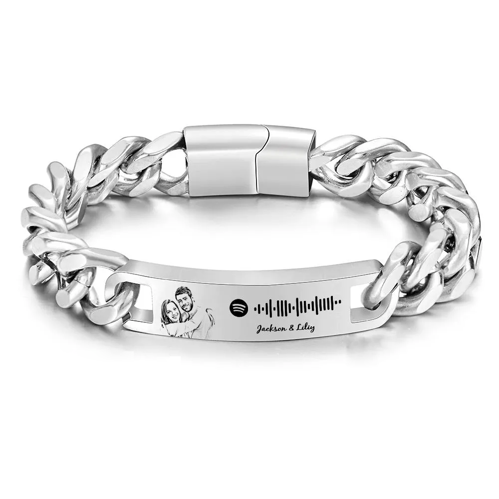 Personalized Spotify Code Bracelet with Your Photo Perfect Anniversary Gift for Him
