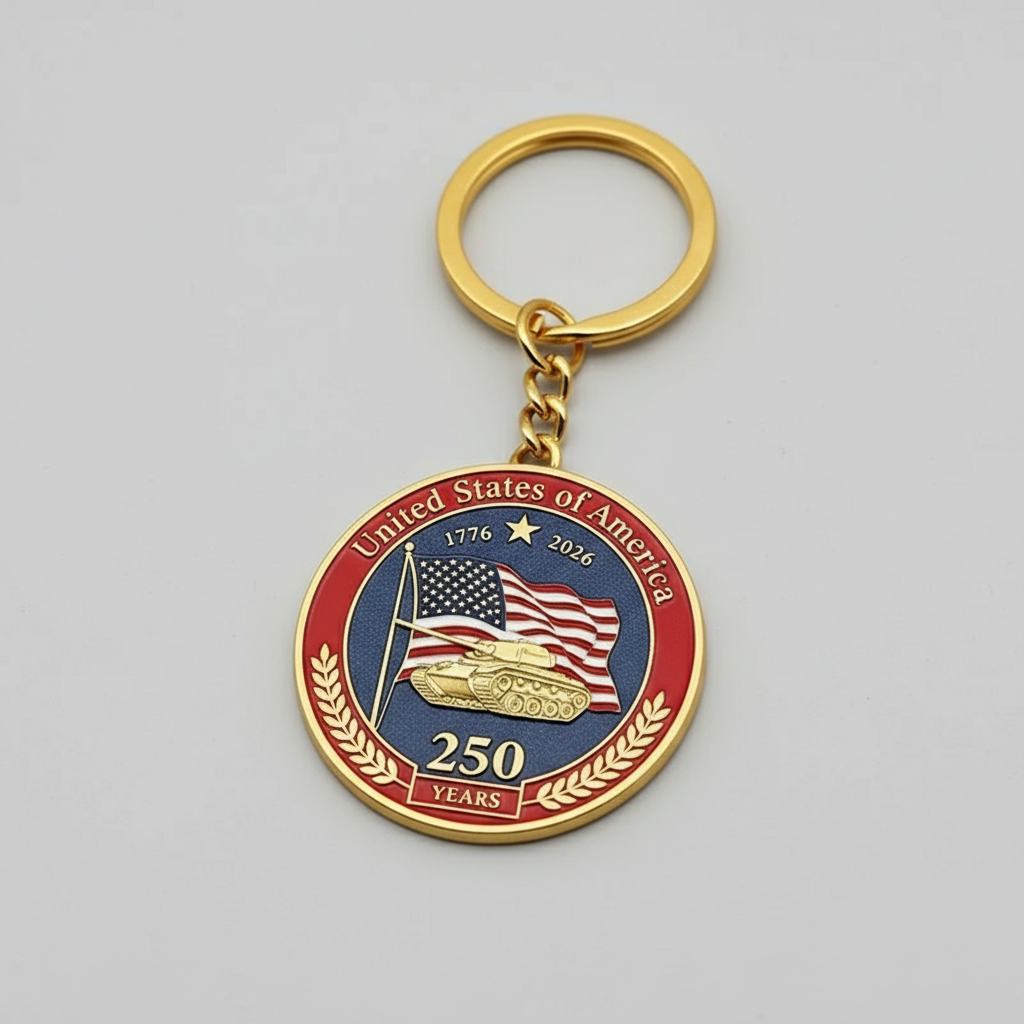 250th Anniversary Challenge Coin Keychain,Patriotic American History Collectible Keyring Gift