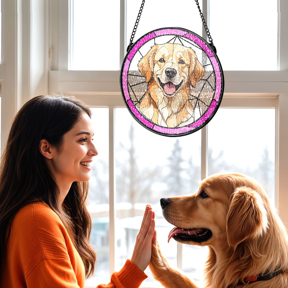 Custom Dog Portrait From Photo Custom Dog Sun Catcher Colored Stained Glass Dog Memorial Gift Unique Personalized Gift For Pet Lovers