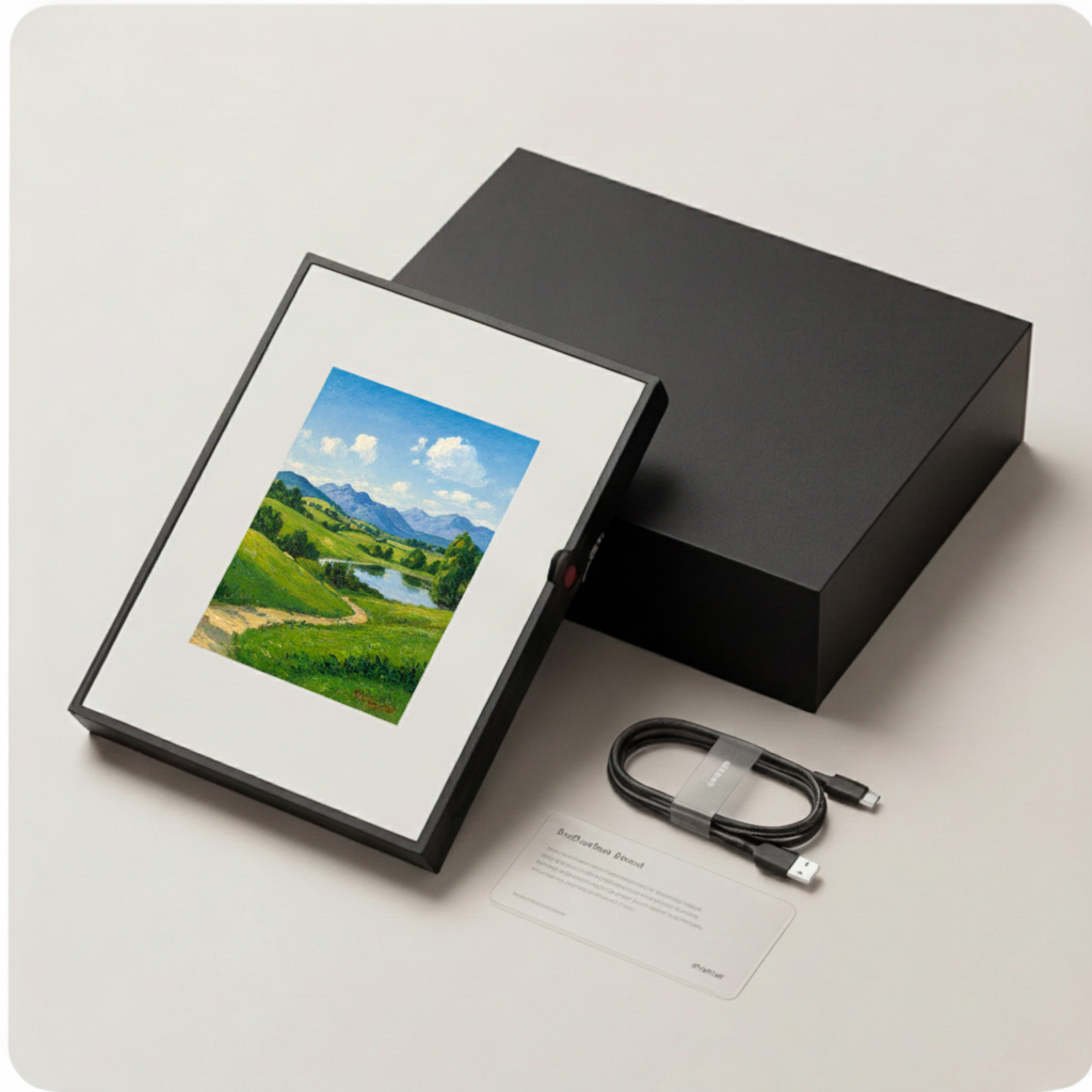 Canvas Smart Speaker Photo Frame,Personalized Photo Display with Bluetooth Audio, 8 AI Art Filters & Magnetic Frames, Elegant Keepsake Gift