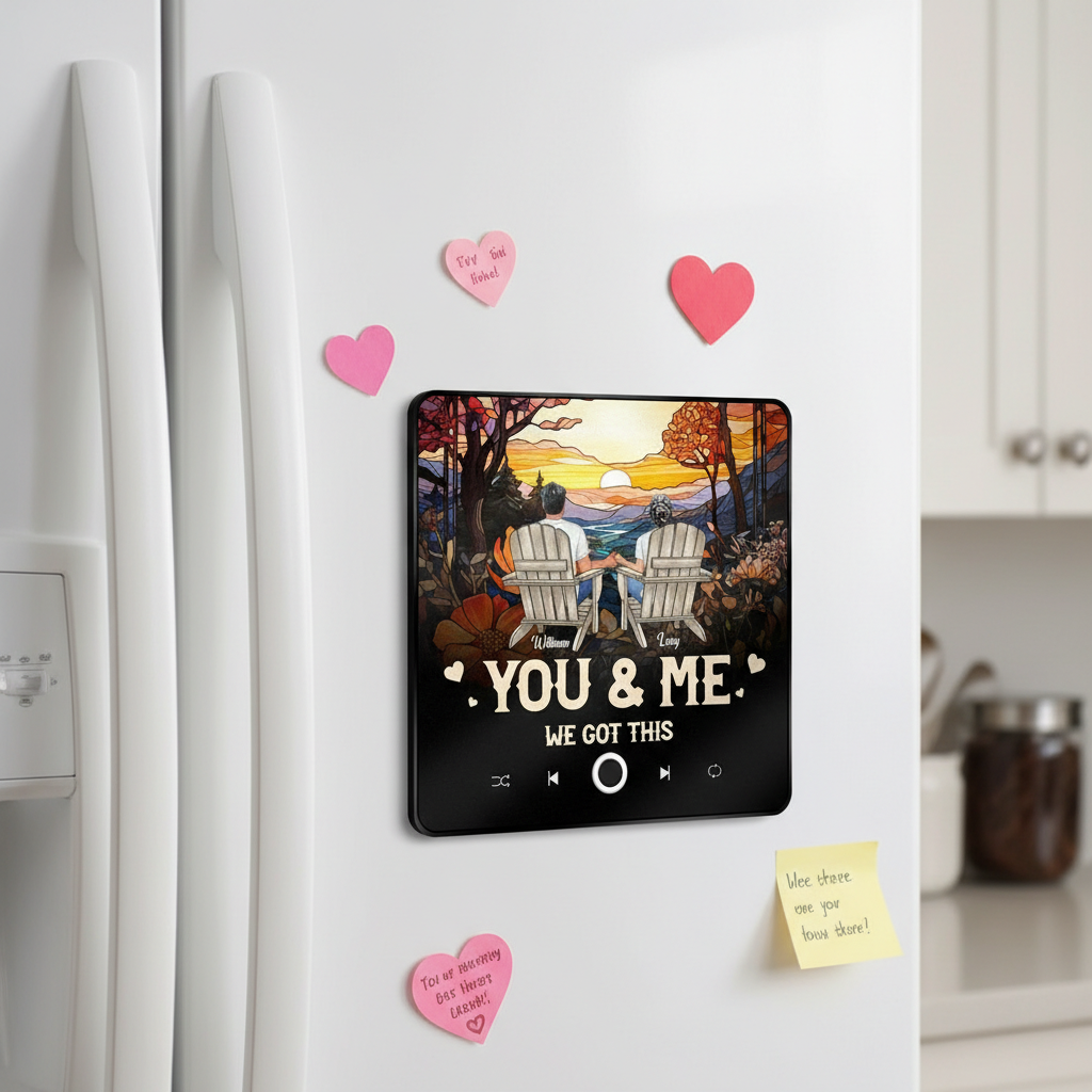 Personalized Music Fridge Magnet Custom Portrait Happy Valentine's Day Custom Music Magnets Can Play Songs Valentine's Day Gift Couple Gifts