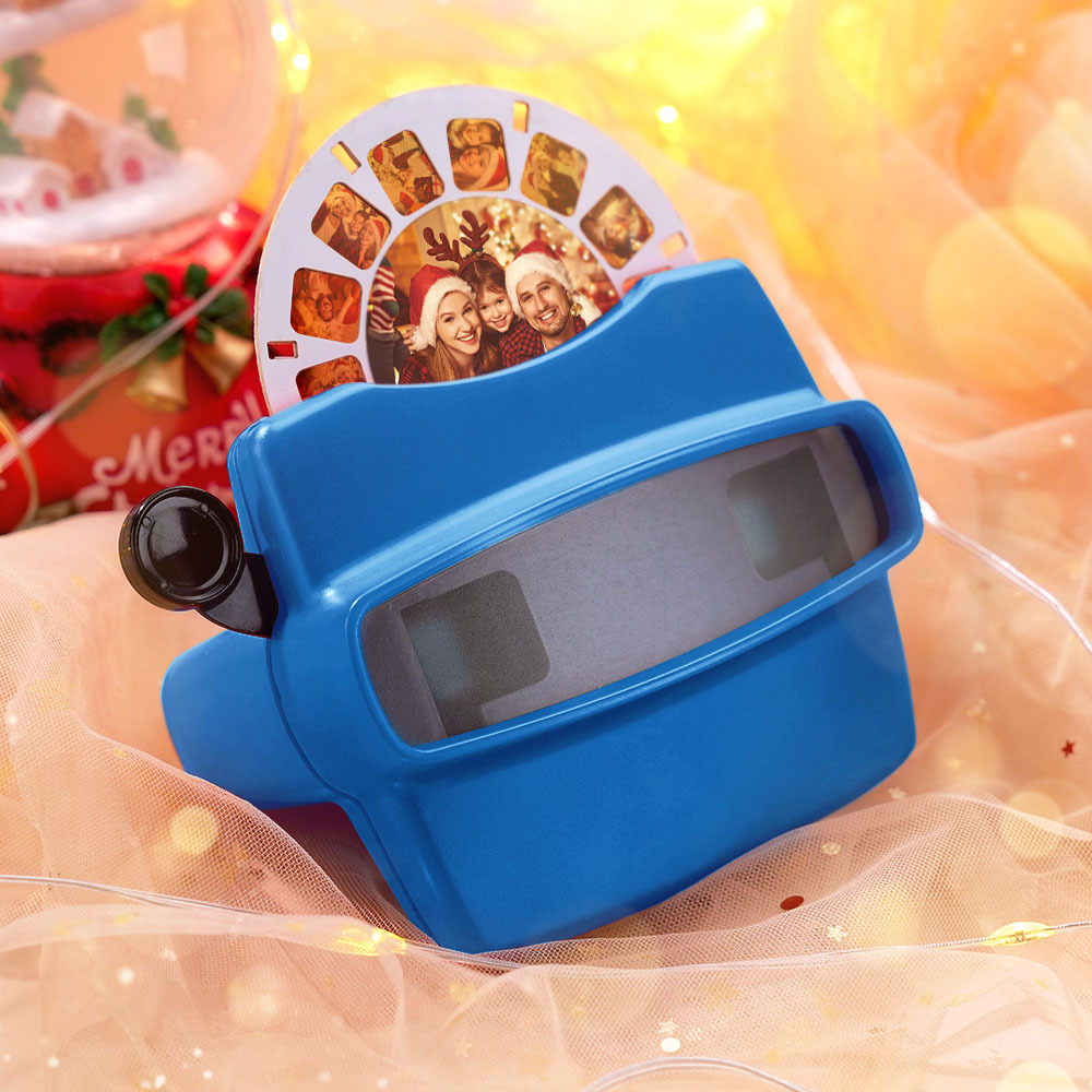 Custom Blue 3D Viewfinder and Reel Personalized Christmas Gift with your own photos Text and Photo Viewer Multiple Films Available Gifts For Couple - MyPhotoSocks